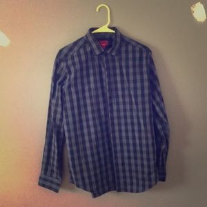 Navy Blue/Blue Plaid Button Up